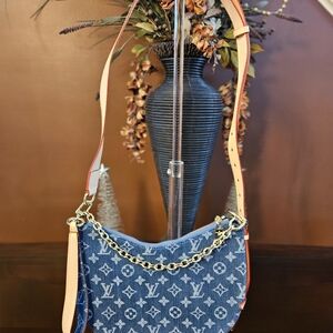 Elegant Blue Monogram Shoulder Bag